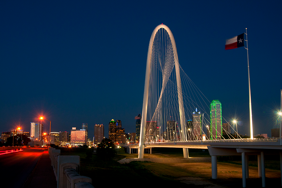 texas city skyline at night