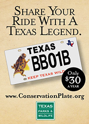 Share your ride with a Texas legend - ConservationPlate.org